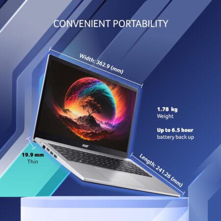 Acer Aspire 3 NX.K6TSI.00C Intel 12th Gen Core i3-1215U/8GB/512GB/15.6”/Win11 & MSO/SILVER/Without Bag/1Yrs - Image 3