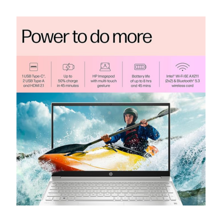 HP Pavilion Laptop 15-eh1047AU AMD Ryzen 5-5500U Processor, 16GBRam, 1TB SSD, 15.6”FHD IPS Display,Windows 11 with MSO. {SILVER,)FINGER PRINT . - Image 2