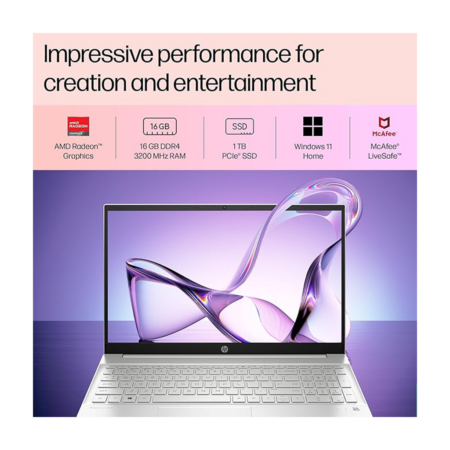 HP Pavilion Laptop 15-eh1047AU AMD Ryzen 5-5500U Processor, 16GBRam, 1TB SSD, 15.6”FHD IPS Display,Windows 11 with MSO. {SILVER,)FINGER PRINT . - Image 4